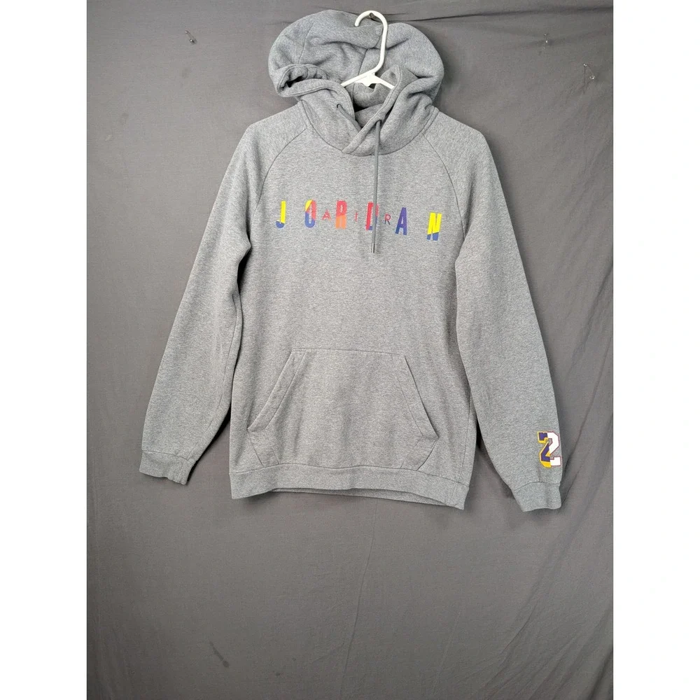 Jordan Mens Multi-Color Logo Pullover Hoodie Gray Size Small 7605